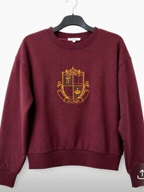 iris Maroon Ribbed Crewneck Sweatshirt